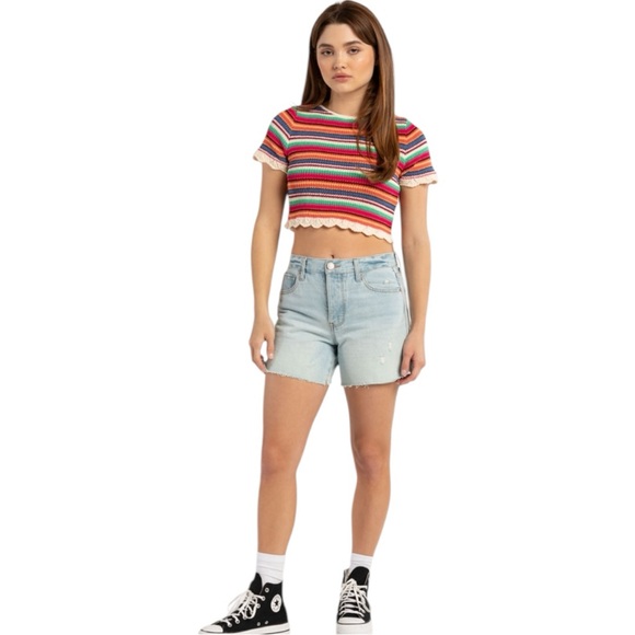 Francesca’s Rainbow Striped Crochet Top - Picture 15 of 15